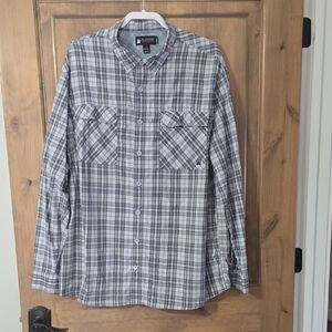 Duluth Trading Co Gray Plaid Button-Down Shirt